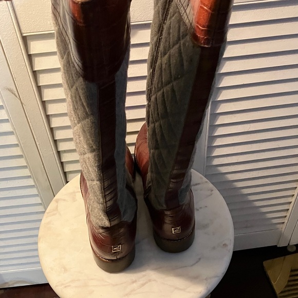 Sperry Brown and Gray Quilted Knee-High Boots - Picture 8 of 12